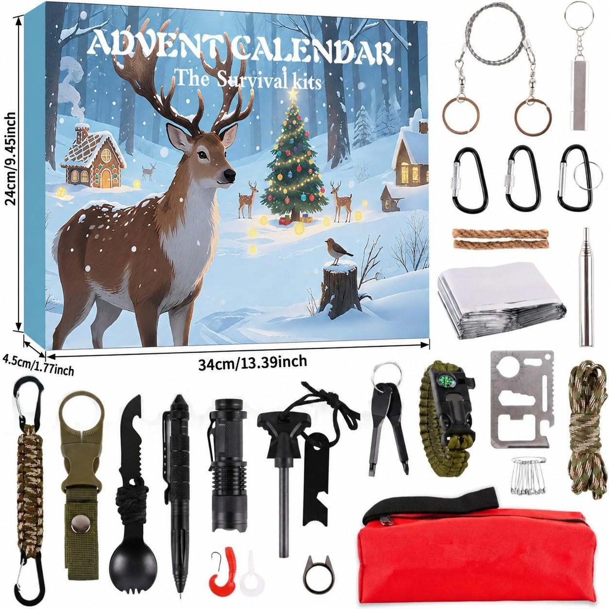 Outdoor Adventure Birthday Party - 24-Day Survival Tool Christmas Countdown Calendar,