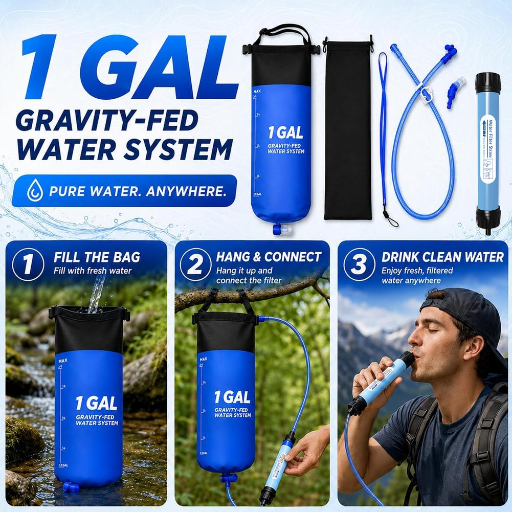 1 Gal Gravity Water Filter Bag - đánh giá và giá Outdoor Adventure Backpack
