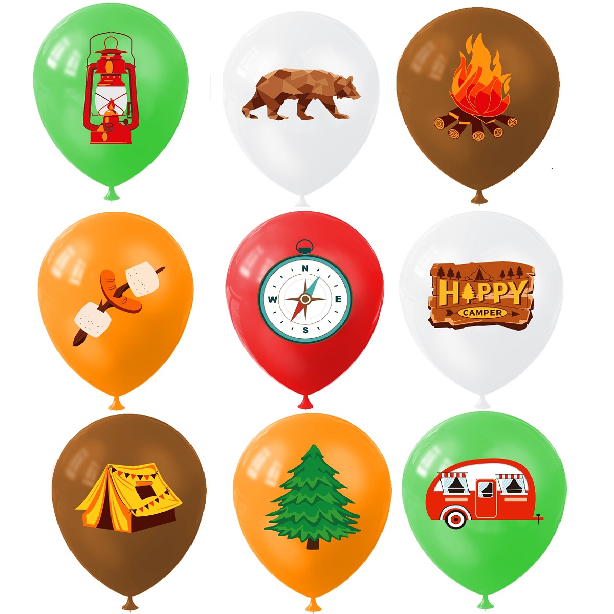 9pcs Happy Camping Balloon, Ou - đánh giá và giá Outdoor Adventure Birthday Party